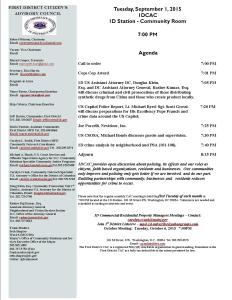 September 01 2015 Agenda